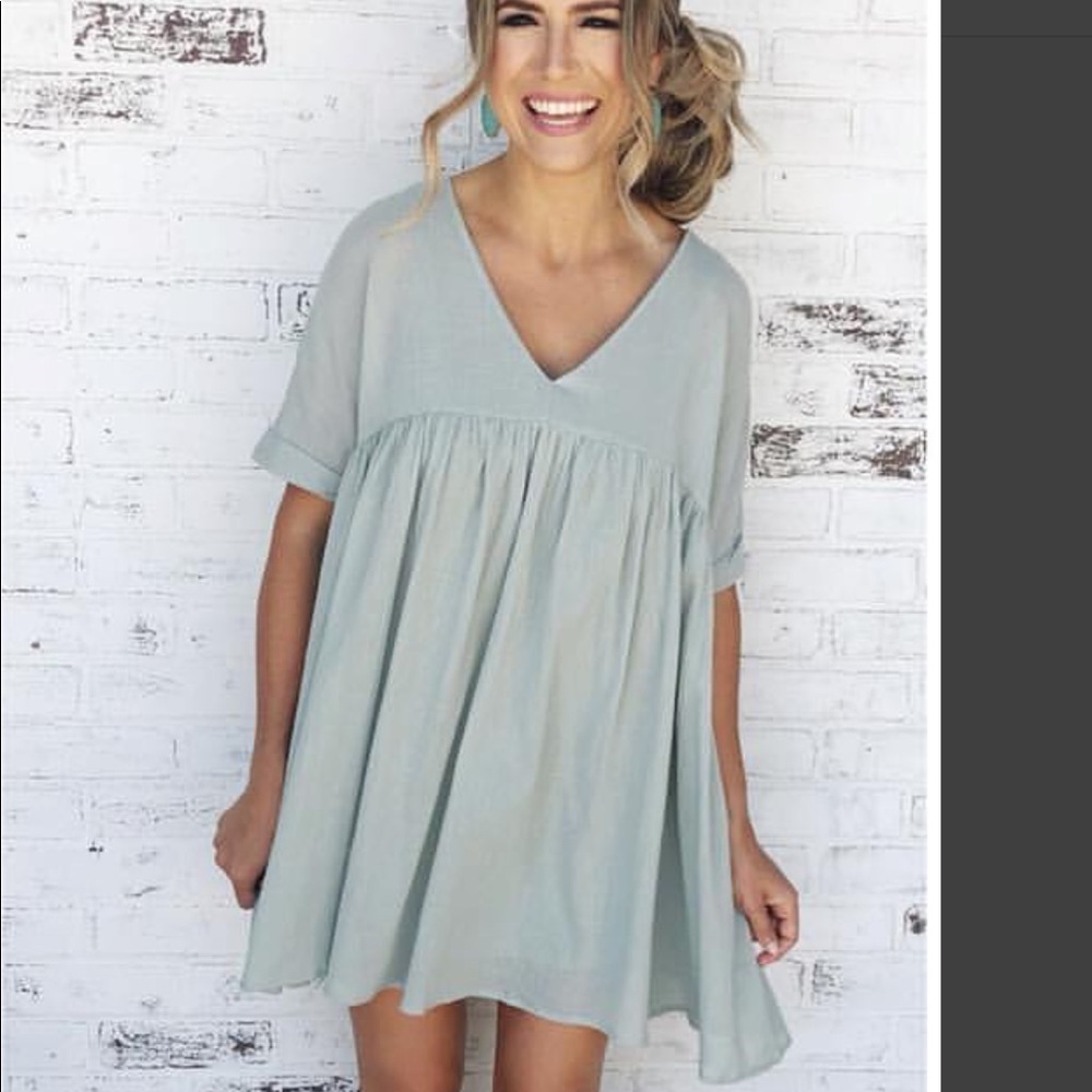 Listicle Sage Babydoll Dress